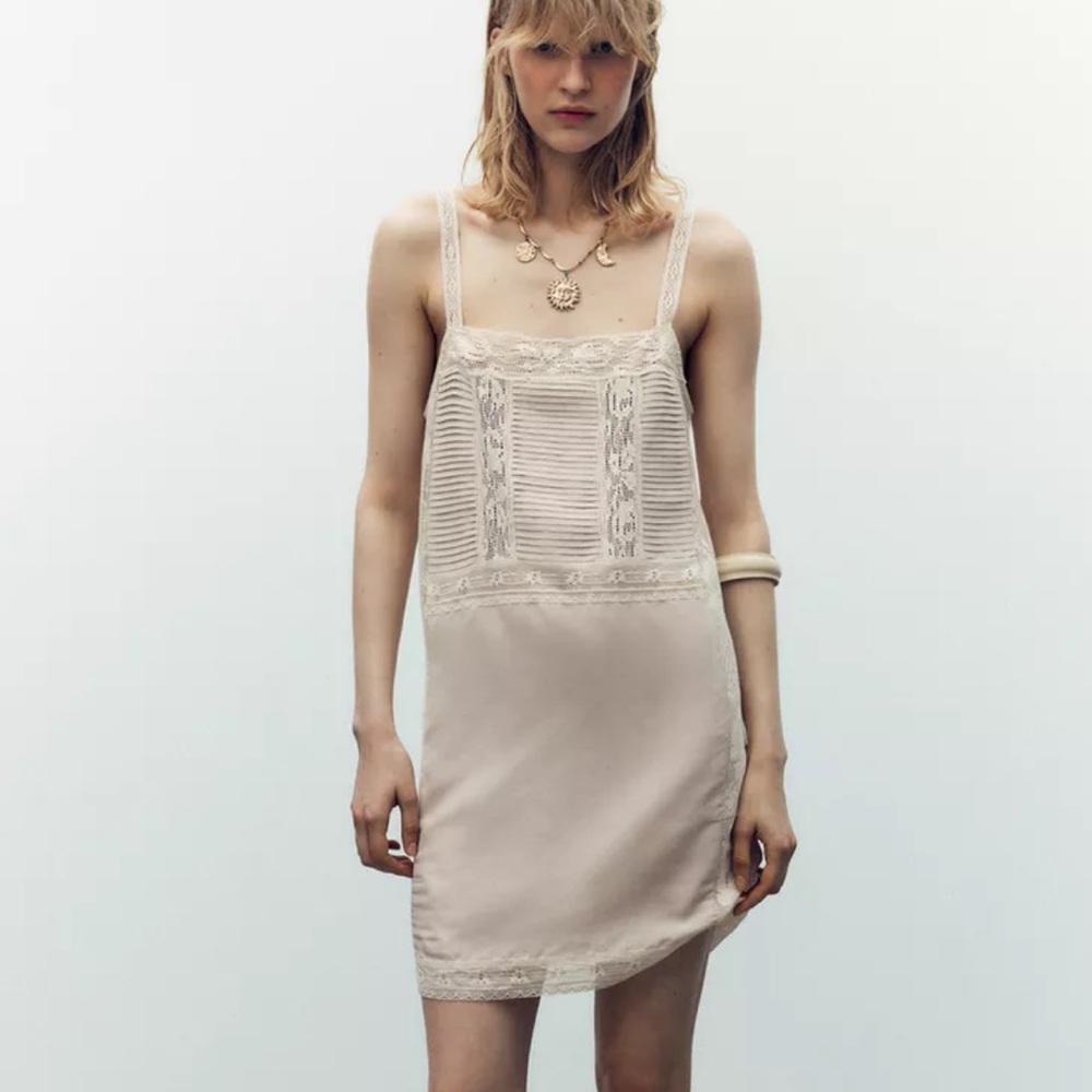 Zara Cream Lace Slip Dress